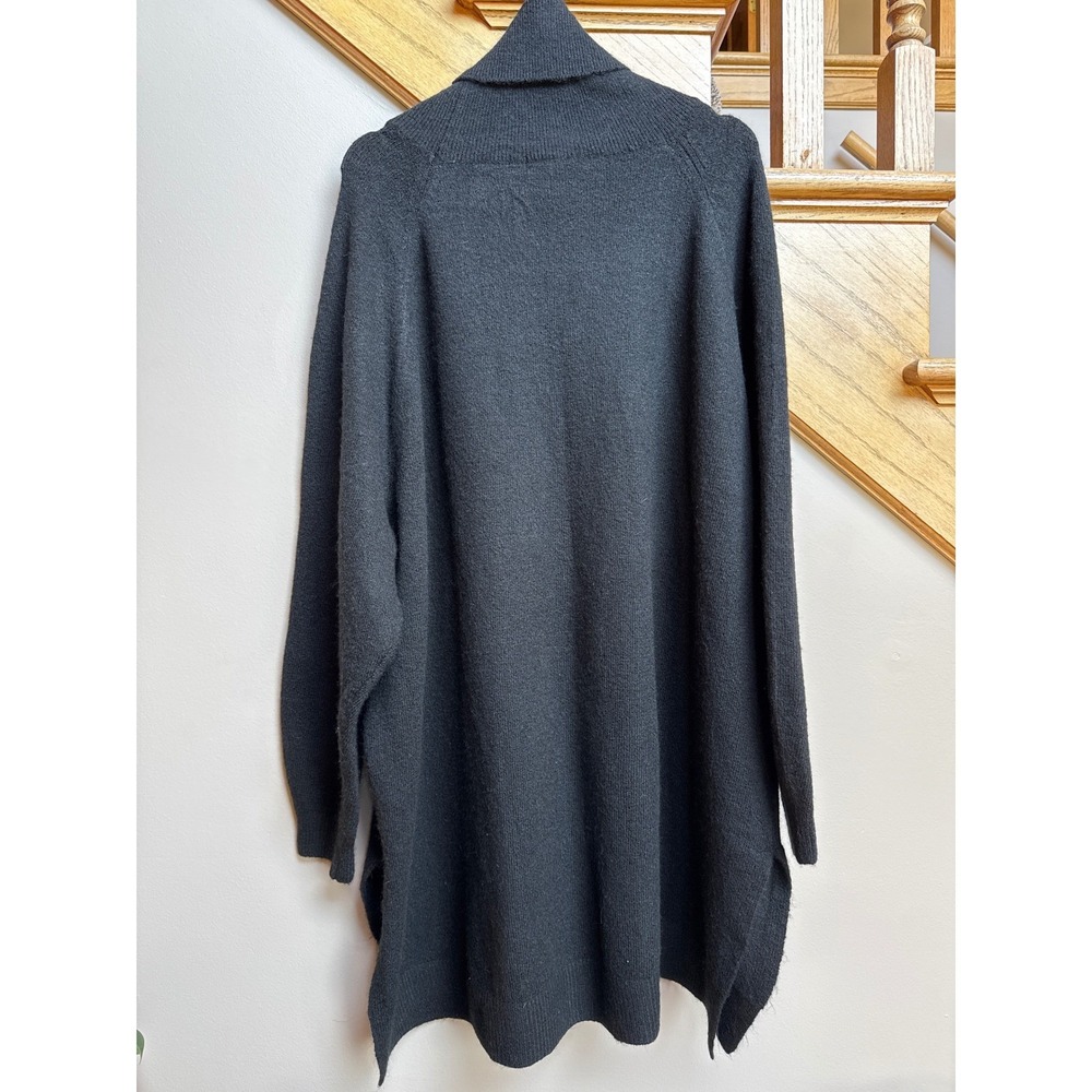 HM Black Oversized Turtleneck Sweater Dress XL Long Sleeve Soft Knit High Low - Picture 4 of 9